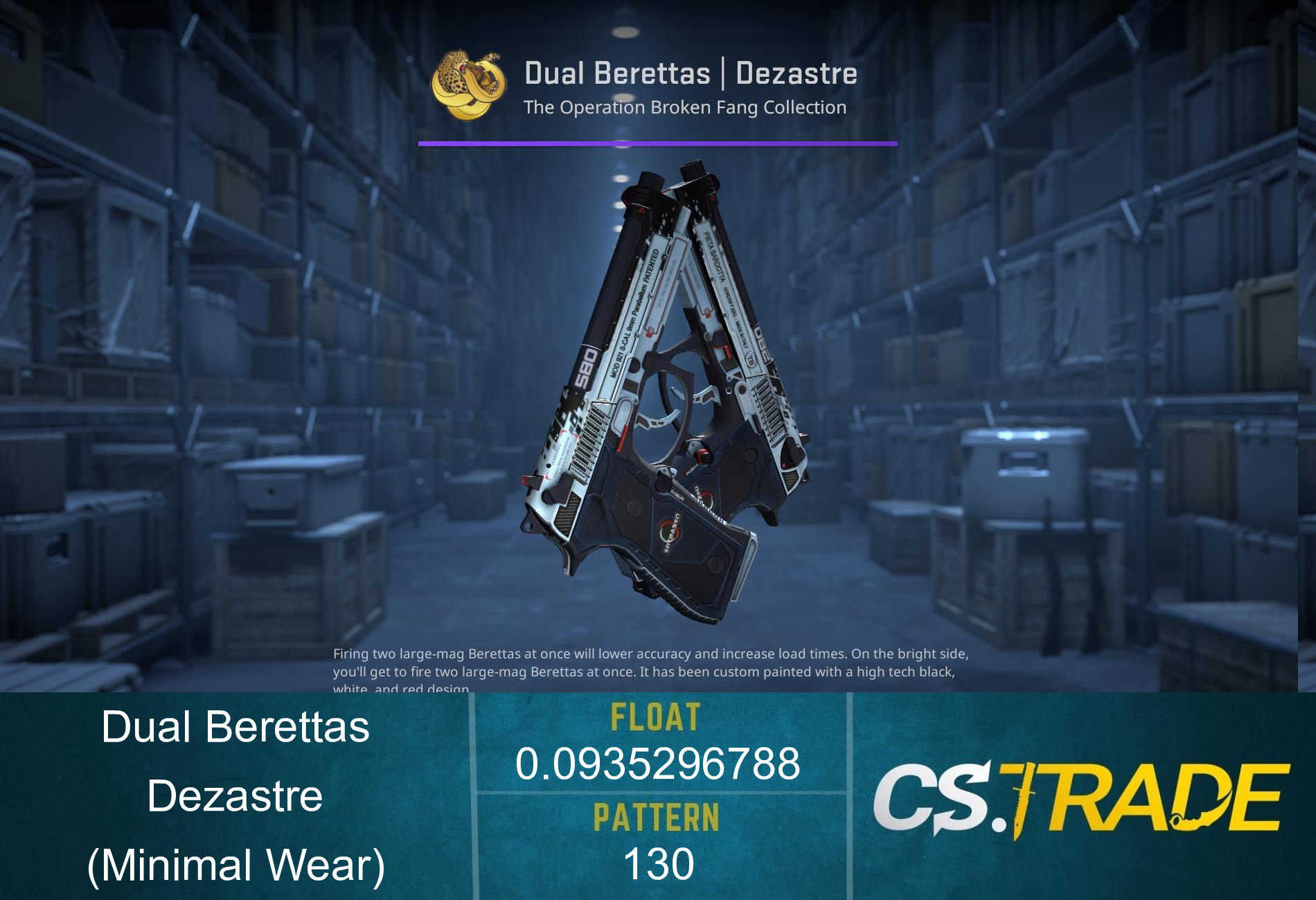 Dual Berettas | Dezastre (Minimal Wear) Screenshot