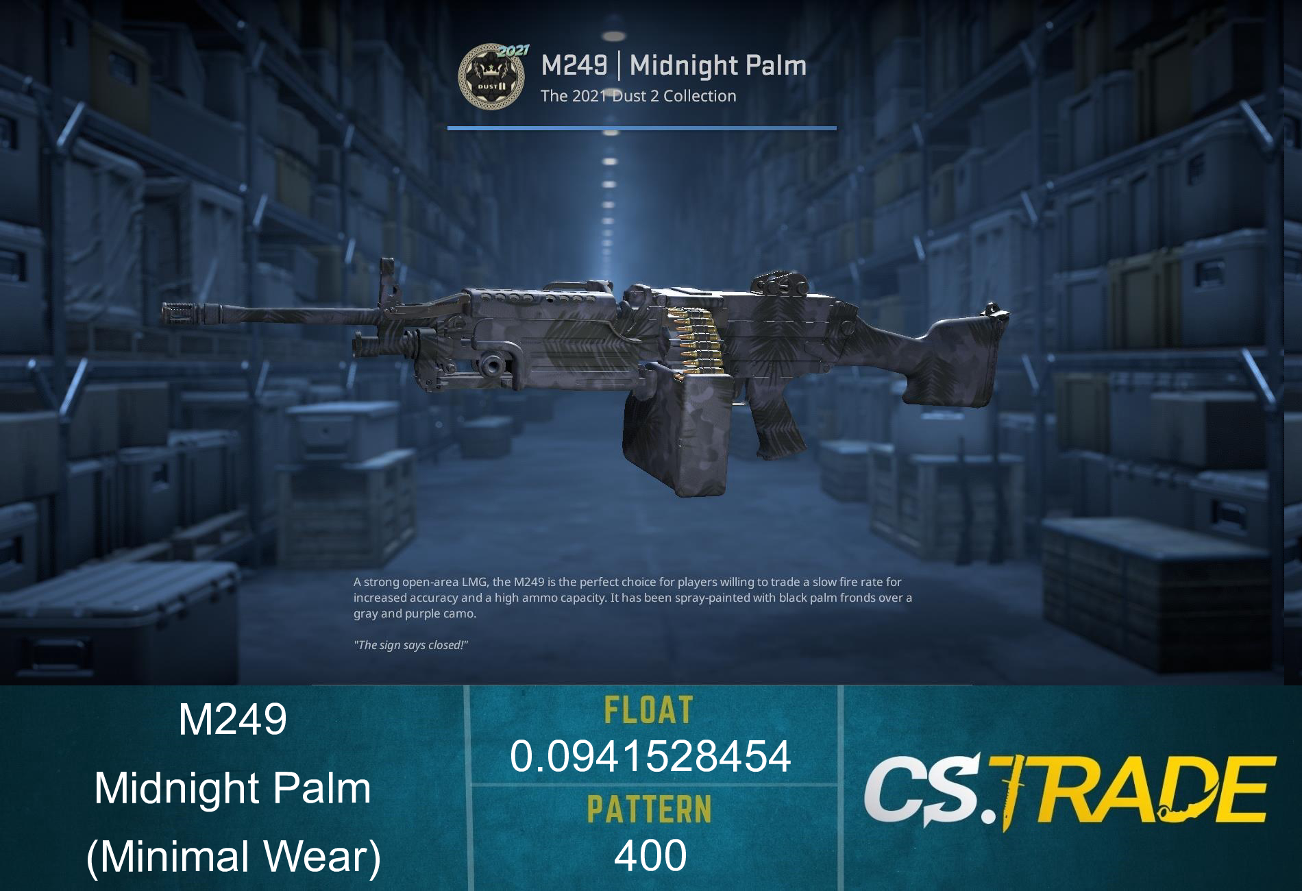 Souvenir M249 | Midnight Palm (Well-Worn) Screenshot