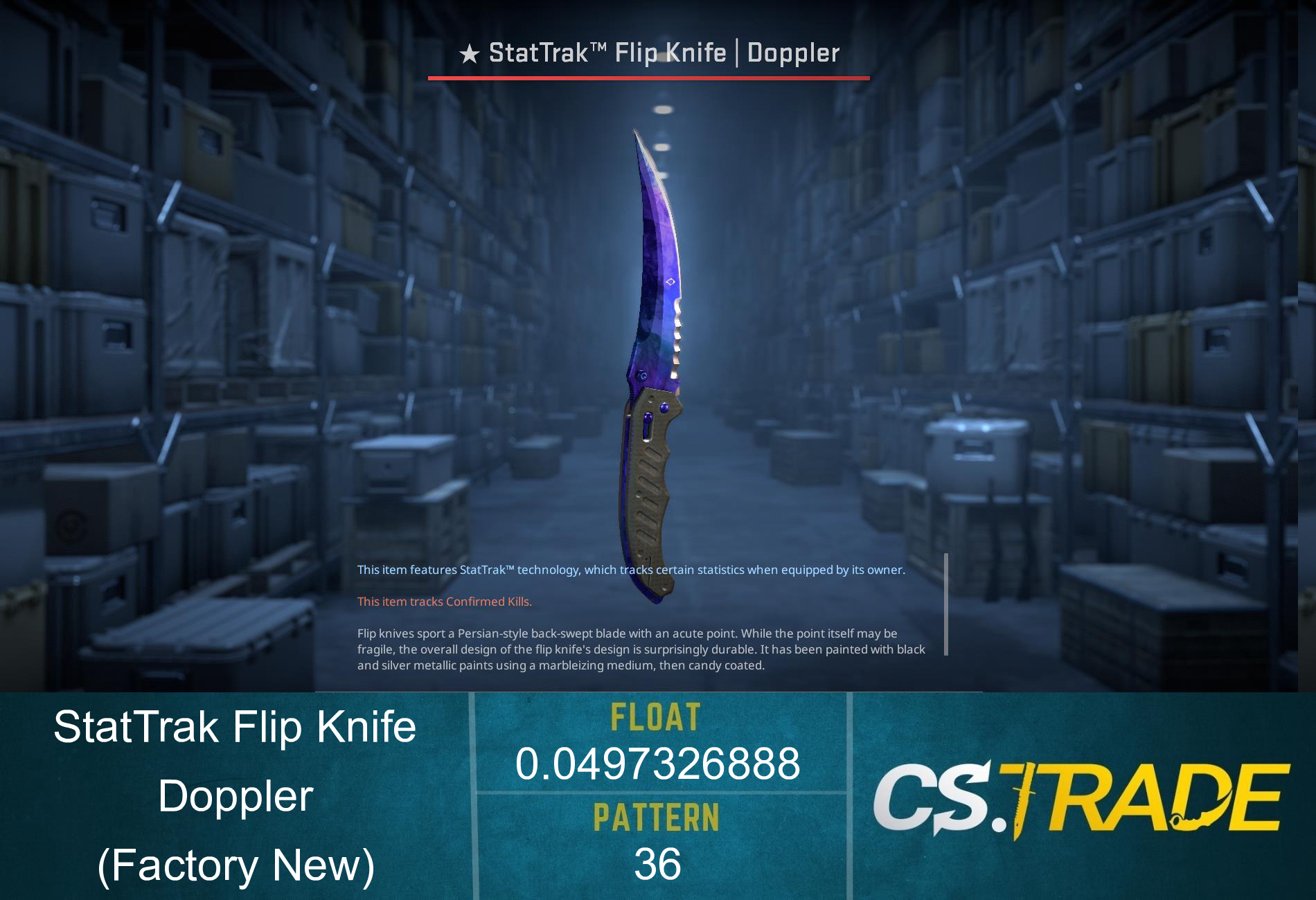 ★ StatTrak™ Flip Knife | Doppler Sapphire (Factory New)