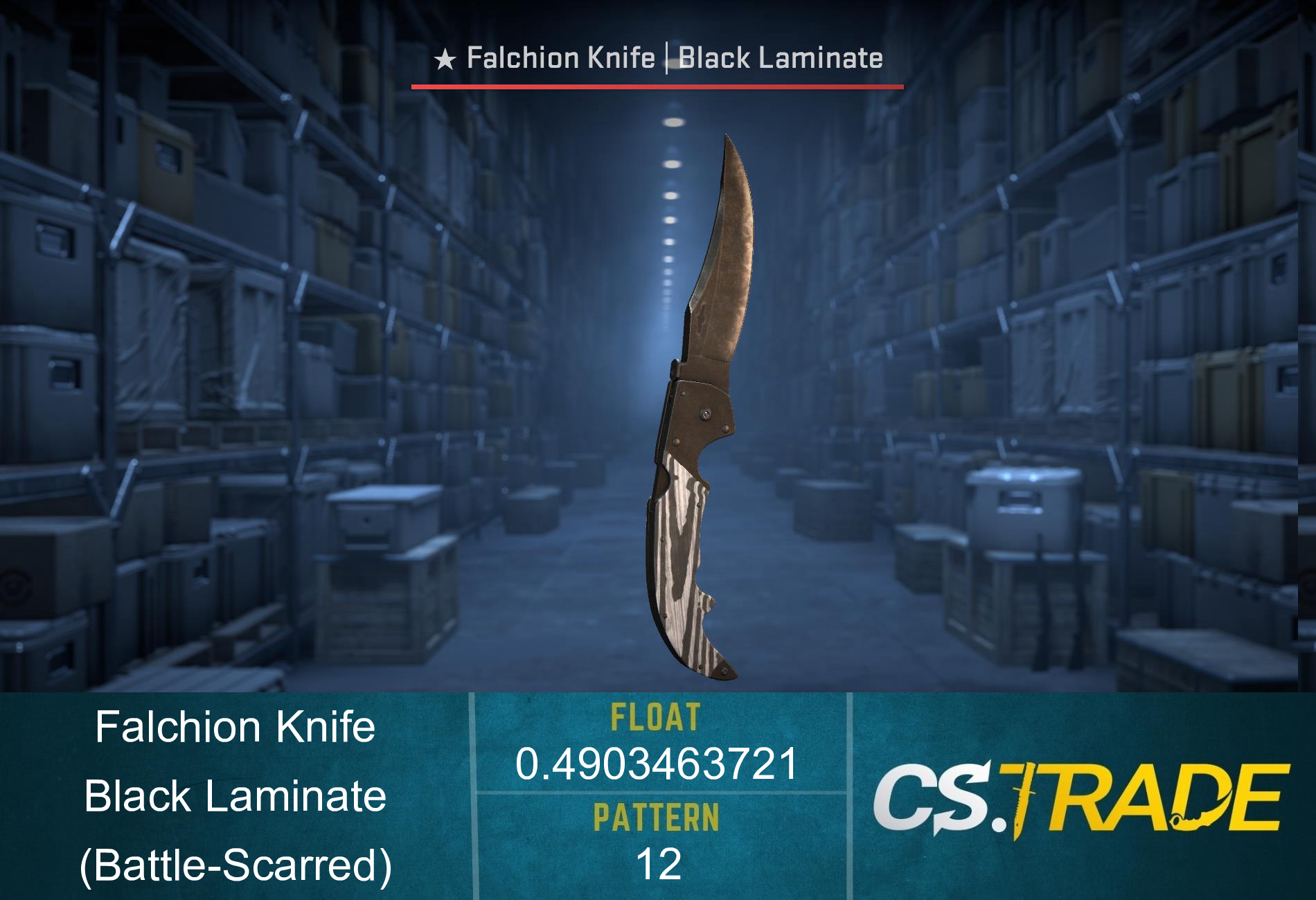★ StatTrak™ Falchion Knife | Black Laminate (Battle-Scarred) Screenshot