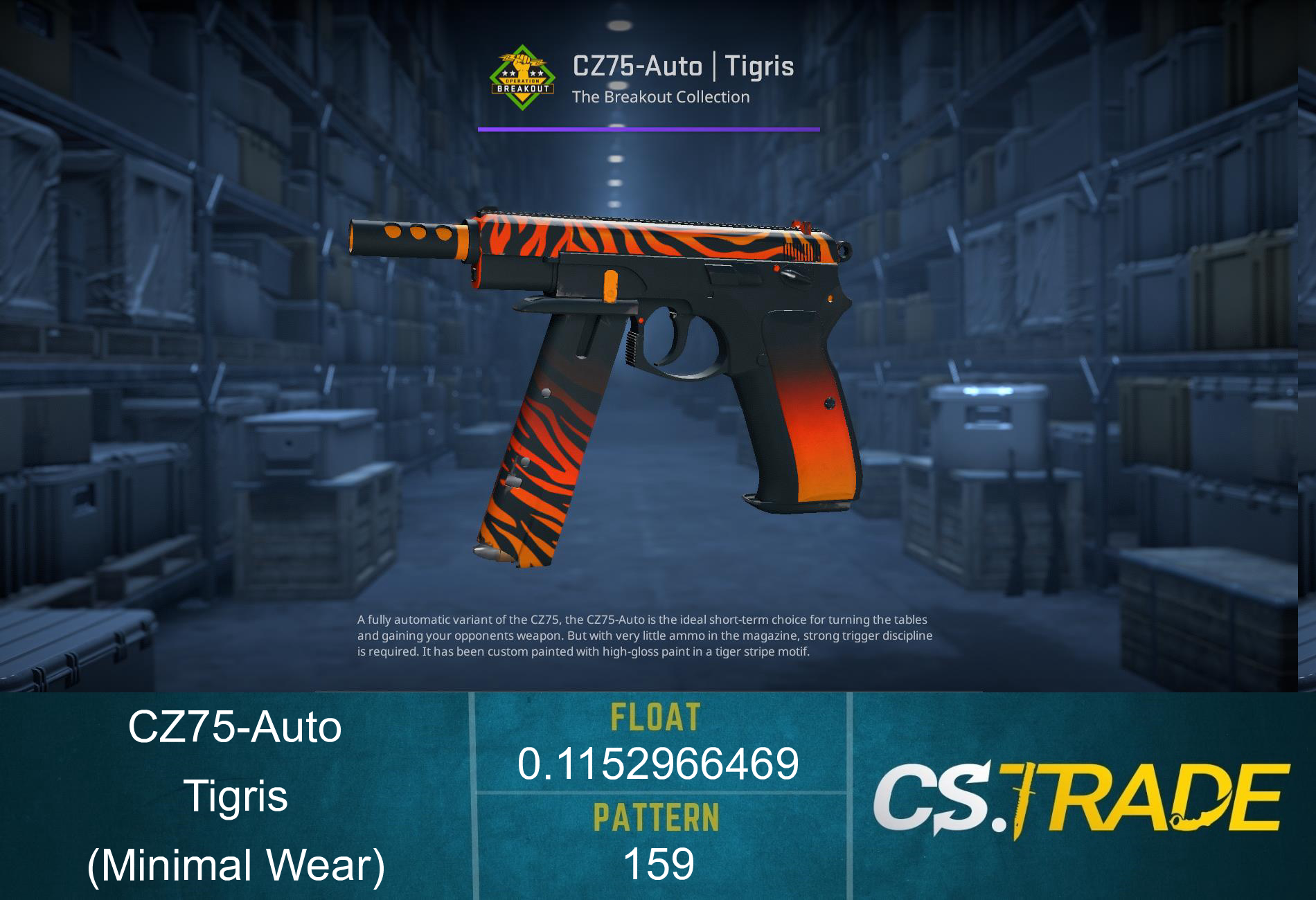 CZ75-Auto | Tigris (Minimal Wear) Screenshot